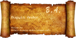 Bugyis Andor névjegykártya